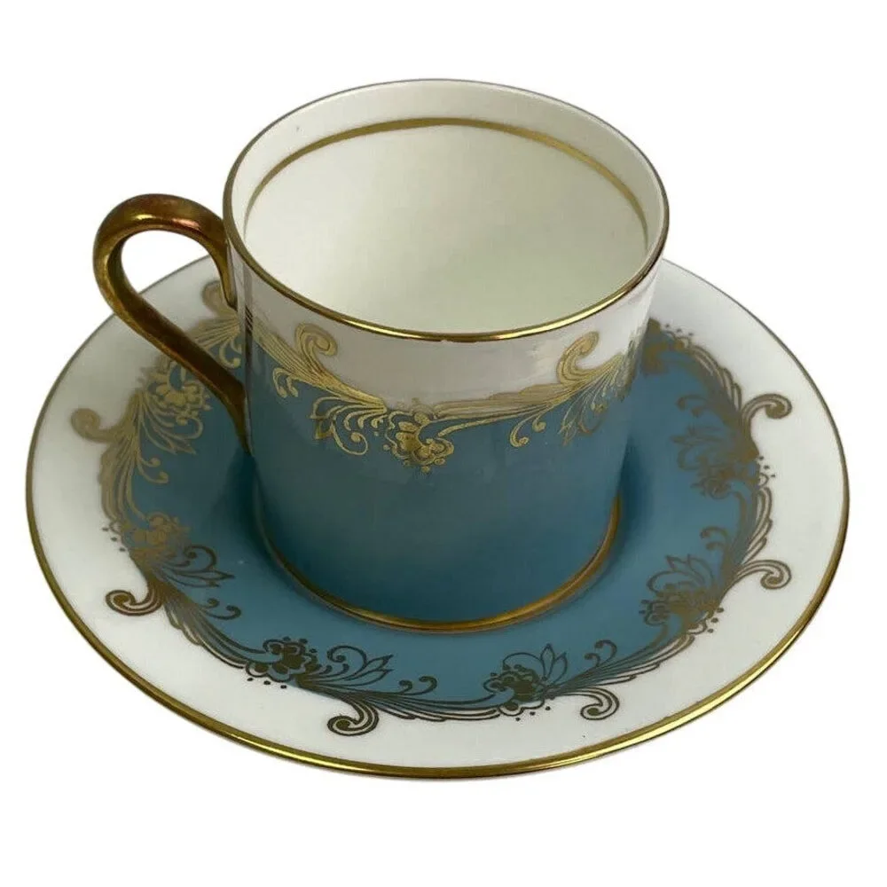 Vintage 1928 Aynsley Cup & Saucer Baby Blue Gold Bone China England Teacup Set